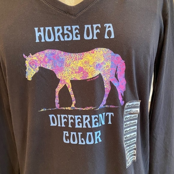 NWT Life Is Good Horse Of A Different Color Long Sleeve Tee Shirt Size Medium - Picture 6 of 8